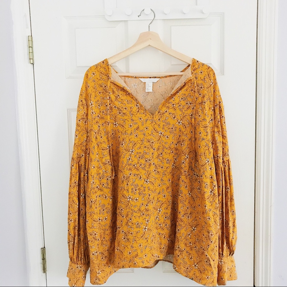 H&M | Balloon Sleeve Peasant Top